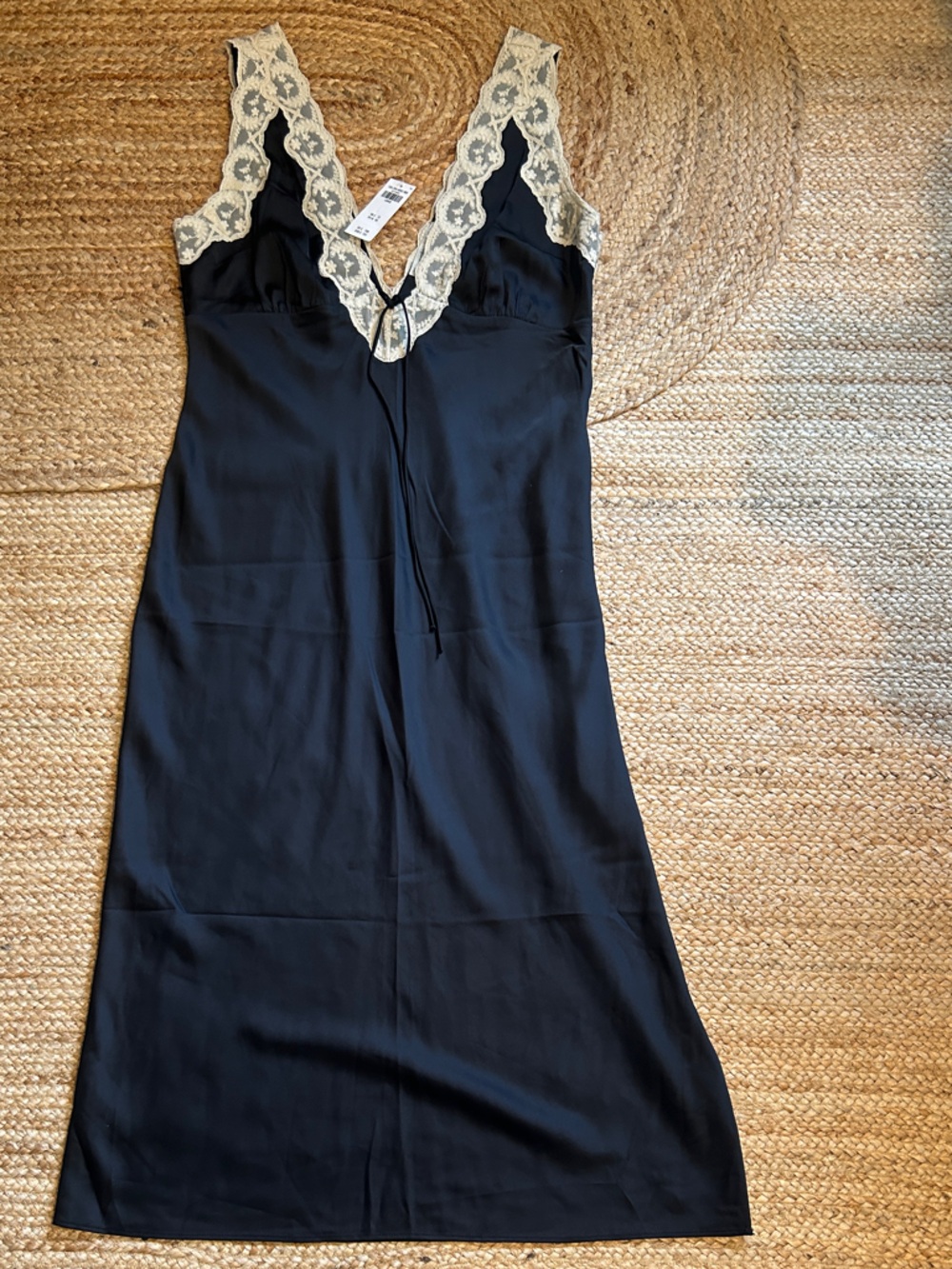 Lace-Trim Slip Midi Dress